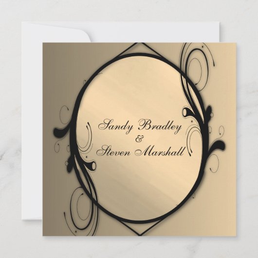 Fantasy Antiek gouden bruiloft uitnodiging (Achterkant)