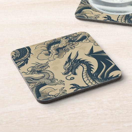 Fantasy Antieke Draken  Bier Onderzetter (Linkerzijde)