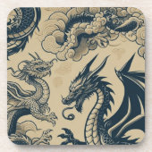 Fantasy Antieke Draken  Bier Onderzetter (Voorkant)