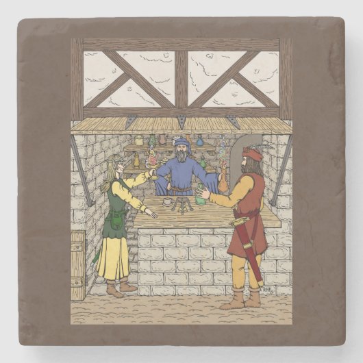 Fantasy Apothecary Shop Stenen Onderzetter (Voorkant)