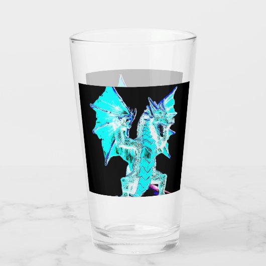 Fantasy Aqua Blue Dragon Glas (Achterkant)