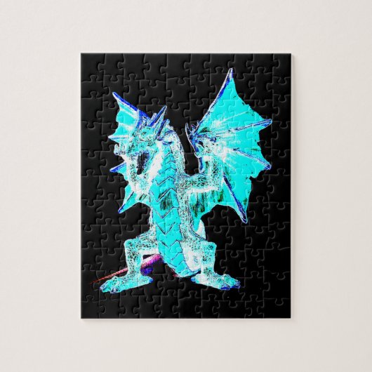 Fantasy Aqua Blue Dragon Legpuzzel (Verticaal)
