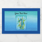 Fantasy  Aqua Blue Zee Dragon zeewier bubbel Voedselcontainer Etiket (Enkel label)