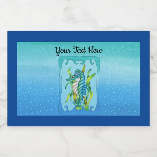 Fantasy Aqua Blue Zee Dragon zeewier bubbel Voedselcontainer Etiket (Enkel label)