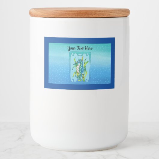 Fantasy Aqua Blue Zee Dragon zeewier bubbel Voedselcontainer Etiket (Voorkant)