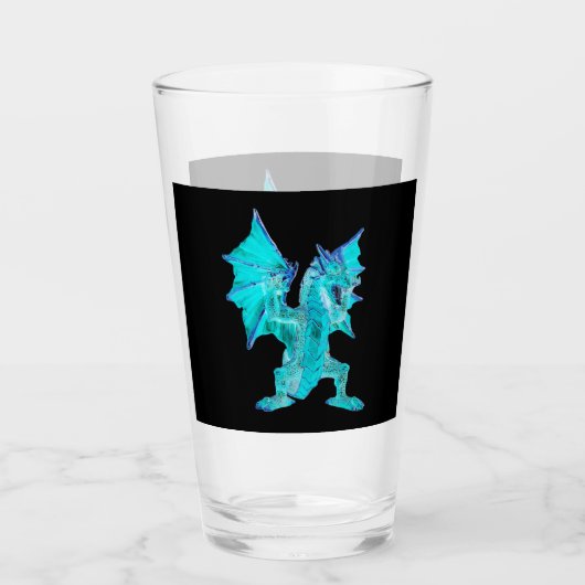 Fantasy Aqua Draak Mythologische Kunst Schepsel Glas (Voorkant)