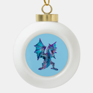 Fantasy Aqua Draak Zee Mythische Blauwe Slang Lagu Keramische Bal Ornament