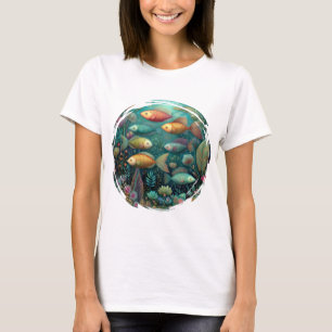 Fantasy Aquarium Whimsical Vissen Dames T-shirt