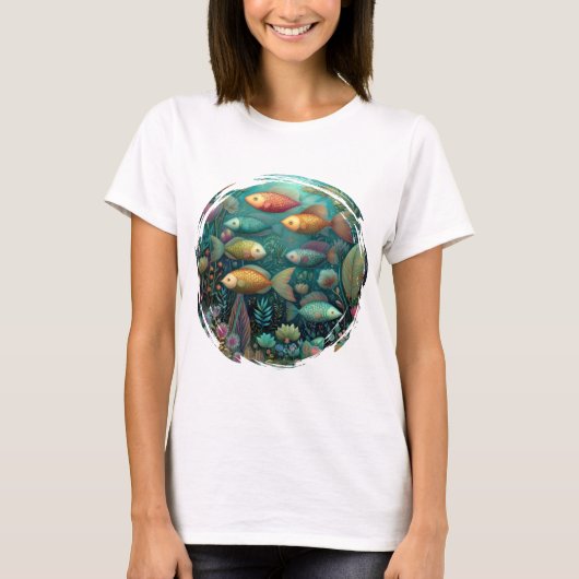 Fantasy Aquarium Whimsical Vissen Dames T-shirt (Voorkant)