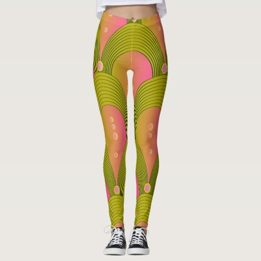 Fantasy Arcs kralen roze groen Leggings (Voorkant)