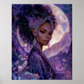 Fantasy Art African American Moon Elf Goddess Poster (Voorkant)