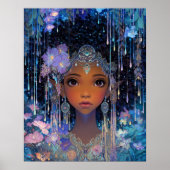 Fantasy Art Black Girl Black Queen Elf Goddess Poster (Voorkant)