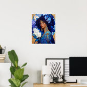 Fantasy Art Black Girl Black Queen Goddess Poster (Thuiskantoor)