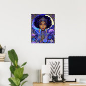 Fantasy Art Black Girl Black Queen Goddess Poster (Thuiskantoor)