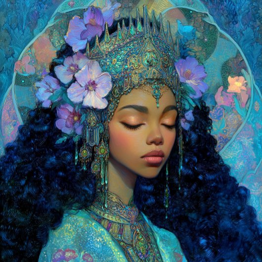 Fantasy Art Black Girl Black Queen Goddess Poster