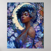 Fantasy Art Black Girl Black Queen Moon Goddess Poster (Voorkant)