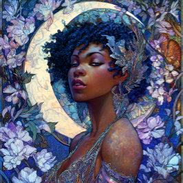 Fantasy Art Black Girl Black Queen Moon Goddess Poster