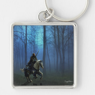 Fantasy Art Blue Knight op Horseback in Moonlight Sleutelhanger