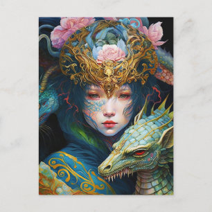 Fantasy Art Dragon Goddess Queen Briefkaart