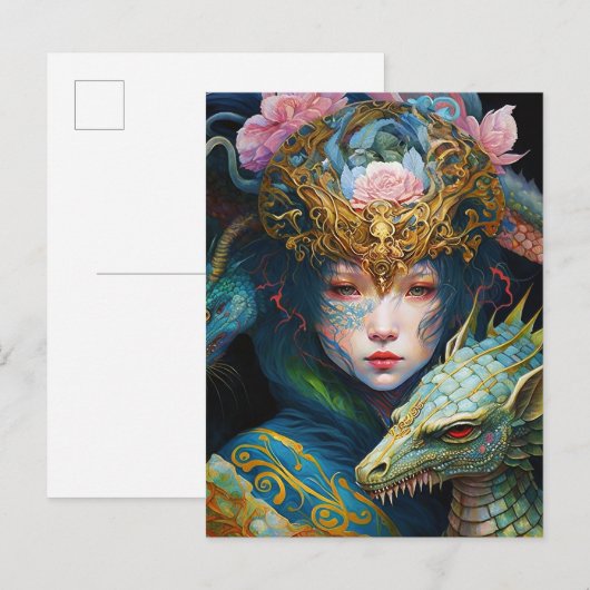 Fantasy Art Dragon Goddess Queen Briefkaart (Voorkant / Achterkant)