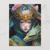 Fantasy Art Dragon Goddess Queen Briefkaart (Voorkant)