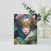 Fantasy Art Dragon Goddess Queen Briefkaart (Staand voorkant)