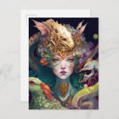 Fantasy Art Dragon Goddess Queen Briefkaart (Voorkant / Achterkant)