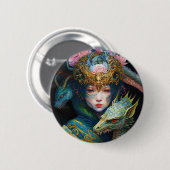 Fantasy Art Dragon Goddess Queen Button (Voorkant /achterkant)