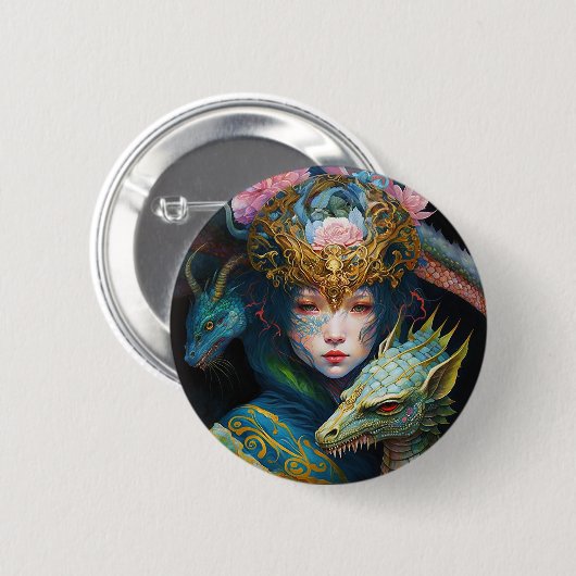 Fantasy Art Dragon Goddess Queen Button (Voorkant /achterkant)