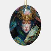 Fantasy Art Dragon Goddess Queen Ceramic Ornament (Rechts)
