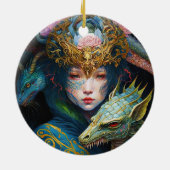 Fantasy Art Dragon Goddess Queen Ceramic Ornament (Achterkant)