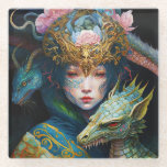 Fantasy Art Dragon Goddess Queen Glass Onderzetter<br><div class="desc">Fantasy Art Dragon Goddess Queen</div>