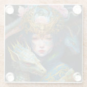 Fantasy Art Dragon Goddess Queen Glass Onderzetter (Achterkant)