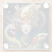 Fantasy Art Dragon Goddess Queen Glazen Onderzetter (Achterkant)
