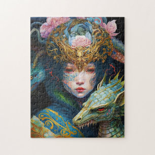 Fantasy Art Dragon Goddess Queen Jigzaag Puzzle Legpuzzel