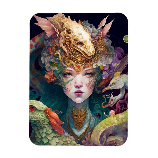 Fantasy Art Dragon Goddess Queen Magneet (Verticaal)