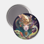 Fantasy Art Dragon Goddess Queen Magneet (Voorkant / Achterkant)