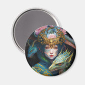 Fantasy Art Dragon Goddess Queen Magnet (Voorkant / Achterkant)