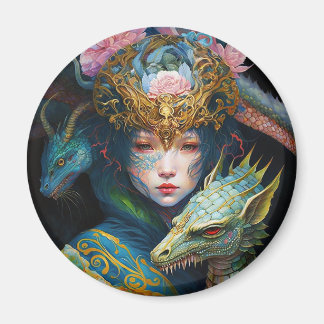 Fantasy Art Dragon Goddess Queen Magnet