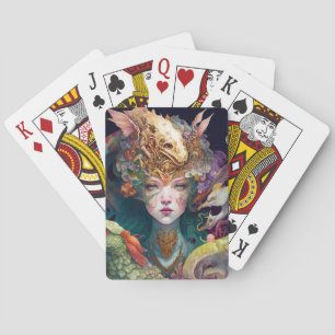Fantasy Art Dragon Goddess Queen Pokerkaarten