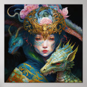 Fantasy Art Dragon Goddess Queen Poster (Voorkant)