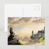 Fantasy Art Girl over het kasteel in de wolken Briefkaart (Voorkant / Achterkant)