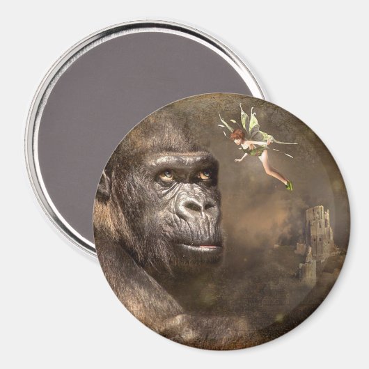 Fantasy Art Gorilla met Fairy Magnet (Voorkant / Achterkant)
