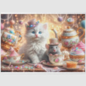 Fantasy Art Kat en Muis Theepartij Decoupage Tissuepapier (Voorkant)
