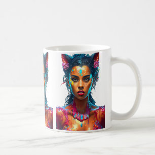 Fantasy Art Levendige kleuren Mystiek Portret Abst Koffiemok