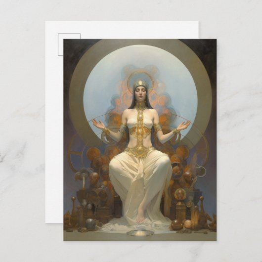 Fantasy Art Meditating Queen op troon Briefkaart (Voorkant / Achterkant)