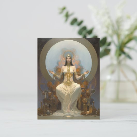 Fantasy Art Meditating Queen op troon Briefkaart (Staand voorkant)