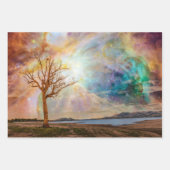 Fantasy Art Noordelijk licht Landschap met boomstr Inpakpapier Vel (Voorkant 3)