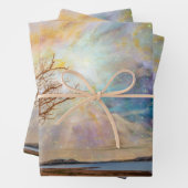 Fantasy Art Noordelijk licht Landschap met boomstr Inpakpapier Vel (In situ)