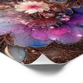 Fantasy Art Paarse Blauwgroen Waterverf Bunny Tea  Perfect Poster (Hoek)